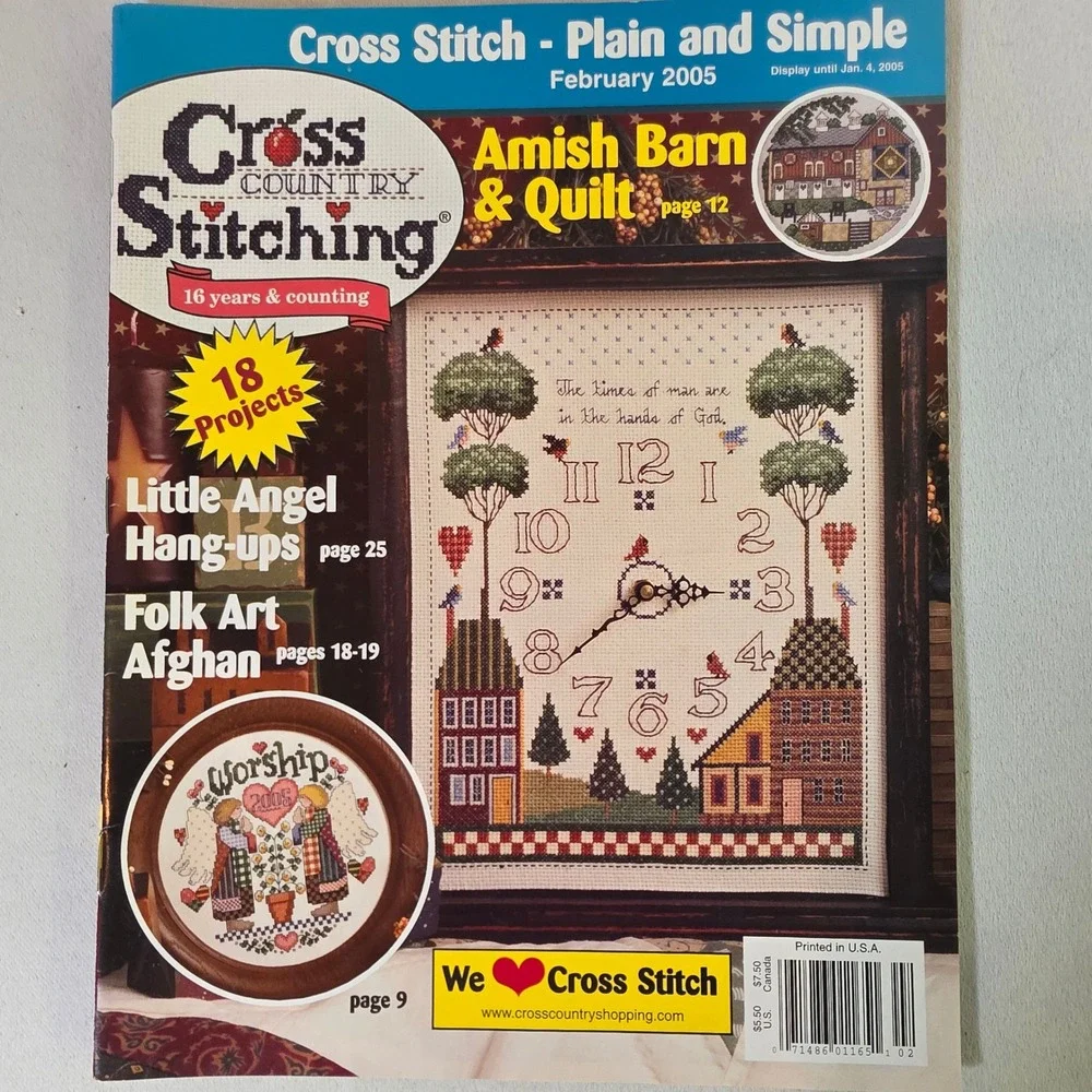 Cross Country Stitching Feb 2005 Cross Stitch Patterns Primitive Folk Art OOP